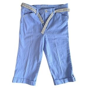 Gloria Vanderbilt Skimmer Womens 12 Blue Slimming Capri Pants with Belt
